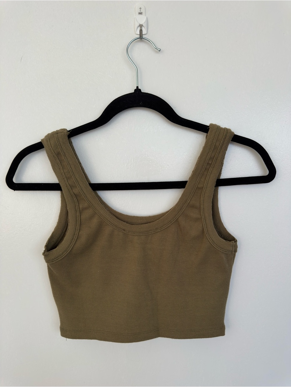 Olive Ribbed Cropped Tank - Picture 5 of 6